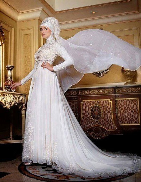 Design Foto Gaun Pengantin Muslimah Kvdd Baju Kebaya Pengantin Muslim Warna Putih