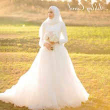 Design Gaun Pengantin Muslimah Biru 4pde Popular Elegant Muslim Wedding Dress Buy Cheap Elegant