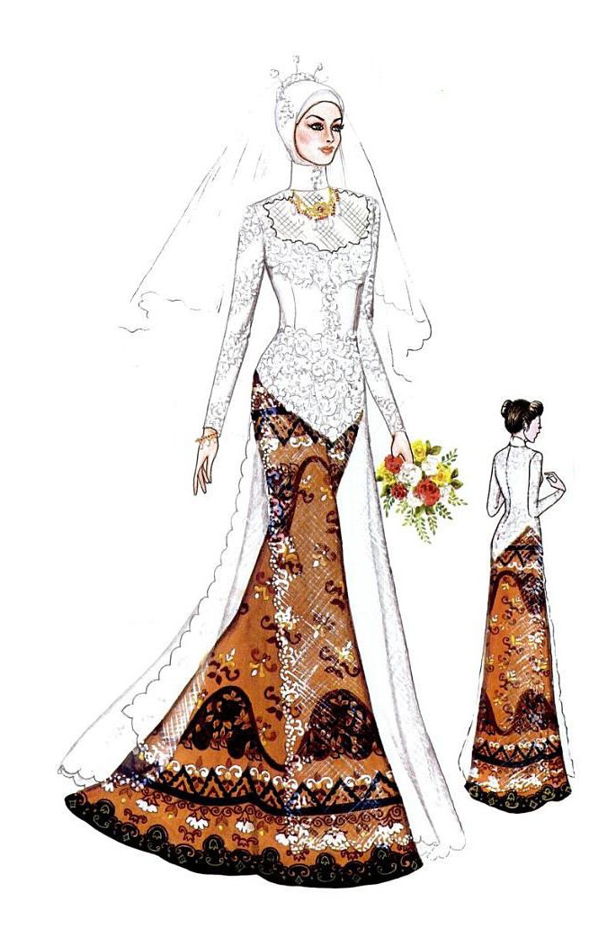 Ide Gaun Pengantin Muslimah Yang Syar&amp;#039;i Nkde Beautiful Wedding Wedding Clothes Design Sketches