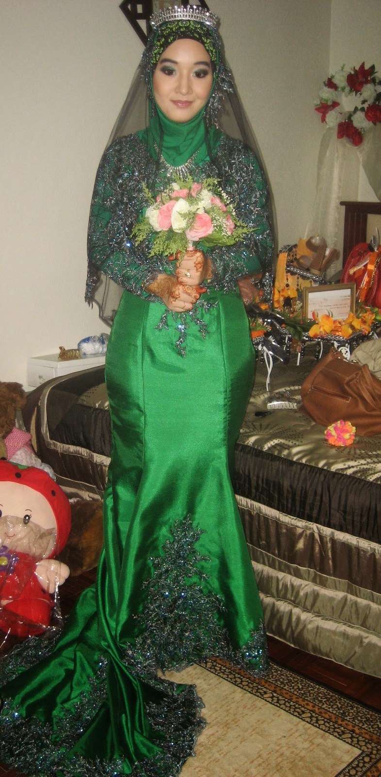 Model Gaun Pengantin Muslim Modern 2015 Zwd9 Baju Gamis Hijau