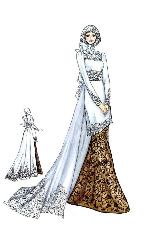 Model Sketsa Gaun Pengantin Muslimah Nkde Kebaya Dan Gaun Pengantin Muslim Model Pakaian