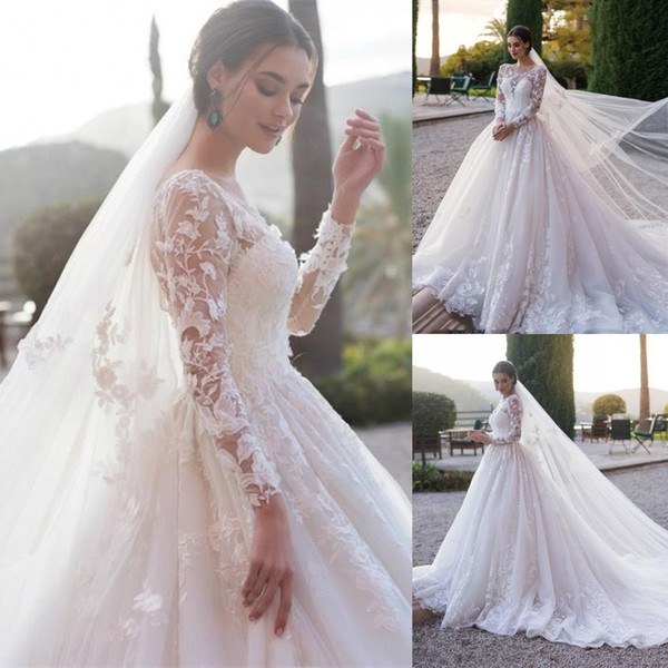 Bentuk Inspirasi Bridesmaid Hijab Q5df Modest Full Lace Long Sleeve Wedding Dresses Arabic Muslim A Line Sheer Neck Appliqued Ruched Long formal Bridal Gowns Custom Made