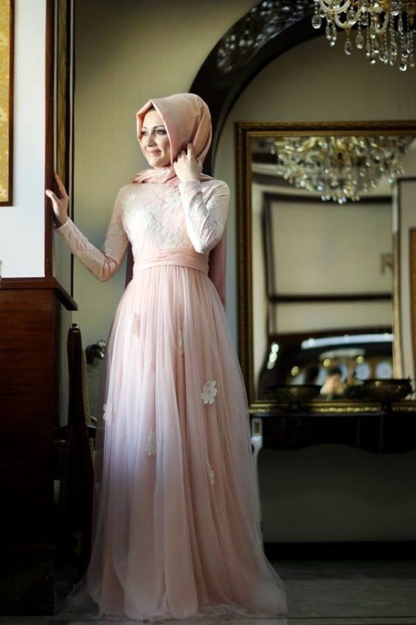 Design Bridesmaid Dresses Hijab Zwdg Papatya Tül Abiye Elbise somon