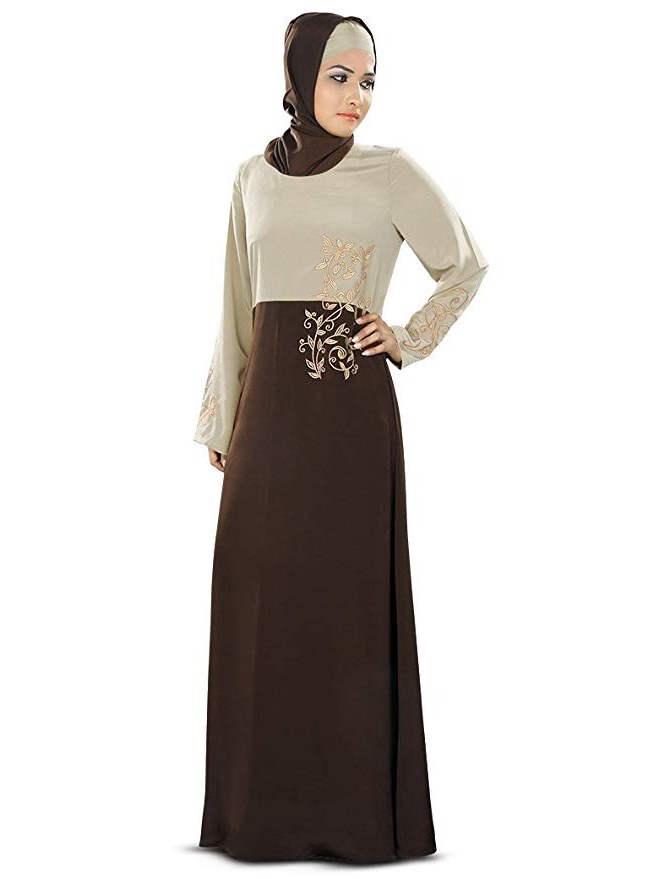 Design Model Dress Bridesmaid Hijab Tqd3 Mybatua Warm Grey &amp; Brown Designer Beautiful Embroidery