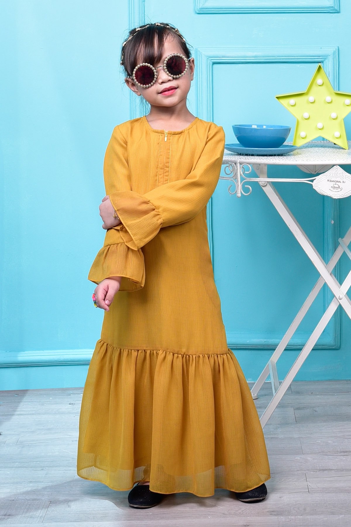 Inspirasi Model Baju Bridesmaid Hijab 2018 87dx Abaya Mayangsari Kids Cream Mustard