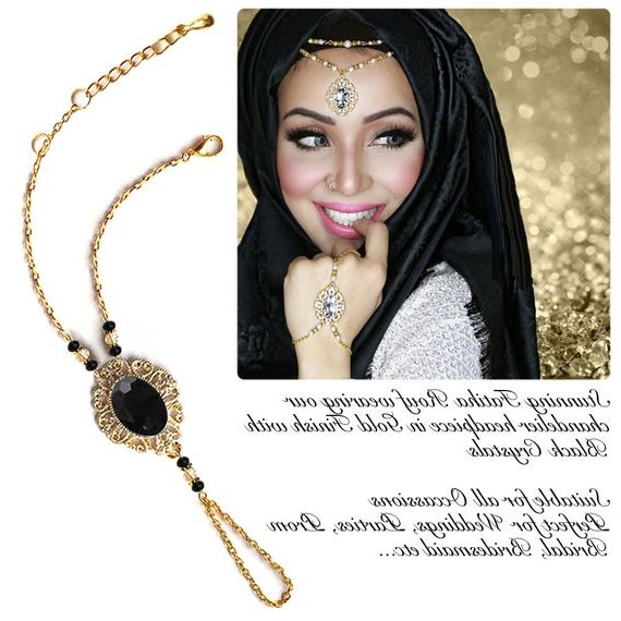 Inspirasi Ootd Hijab Bridesmaid Whdr Gold Silver Black Crystal Kundan Indian Jewelry Matha Patti Tikka Head Chain Bollywood Grecian Hijab Jewellery Bridal Hair Piece Wedding