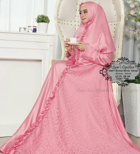 Model Gamis Brokat Warna Pink – Ragam Muslim