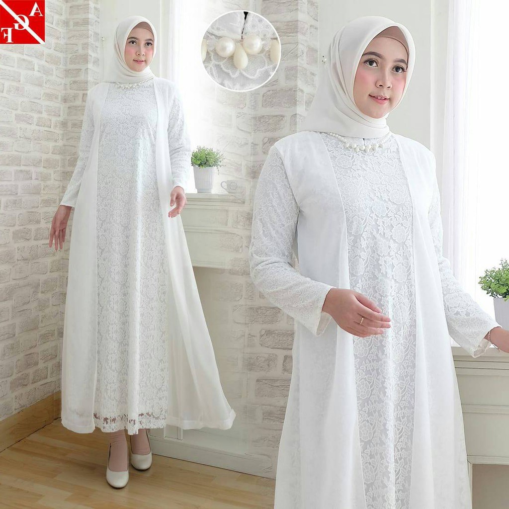 Bentuk Baju Lebaran Keluarga Warna Putih E6d5 Sale Baju Gamis Wanita Brukat Gamis Putih Lebaran