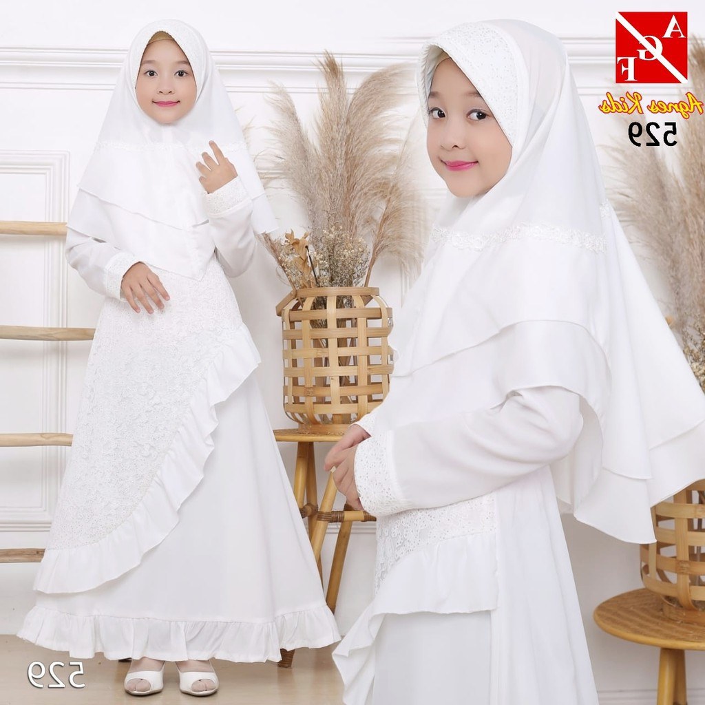 Bentuk Baju Lebaran Shopee Ffdn Agnes Gamis Putih Anak Perempuan Baju Busana Muslim Brukat