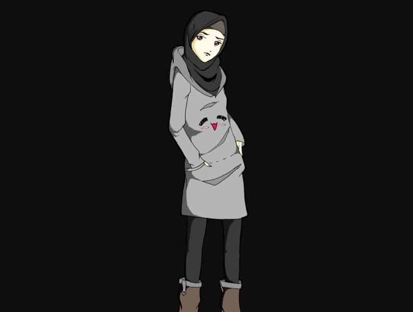 Bentuk Muslimah Bercadar Hitam Gdd0 Hijab Animasi Hitam Putih Gambar islami
