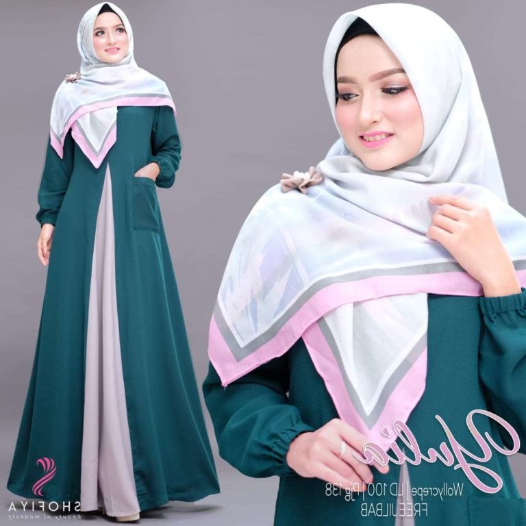 Design Warna Baju Lebaran 2019 J7do Baju Gamis Polos 2 Warna Terbaru 2019 Cantik Yulia ori