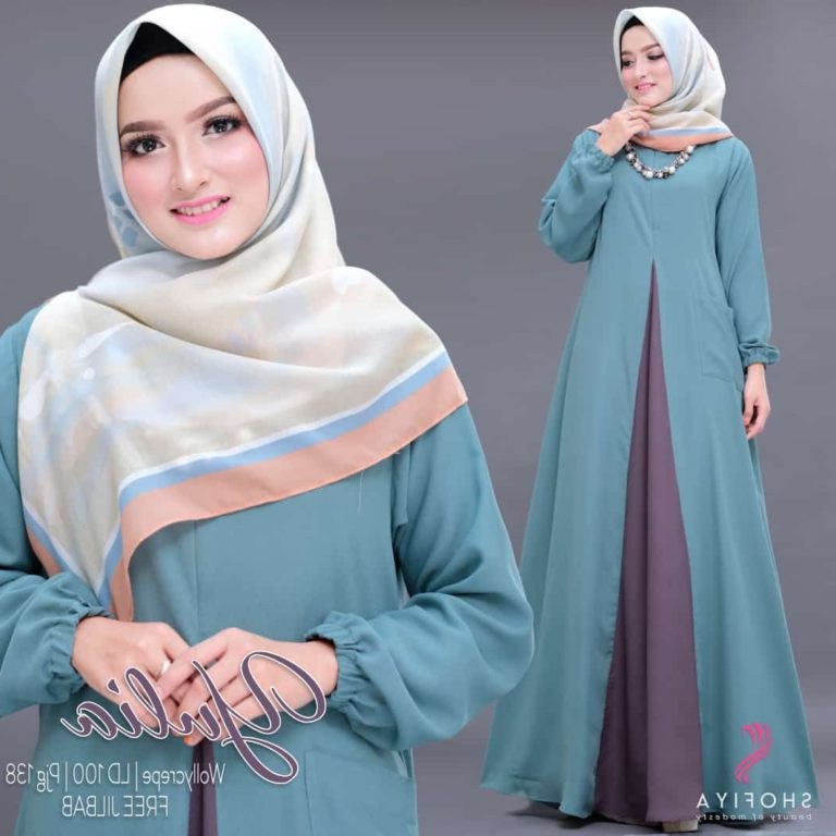 Design Warna Baju Lebaran 2019 S5d8 Baju Gamis Polos 2 Warna Terbaru 2019 Cantik Yulia ori