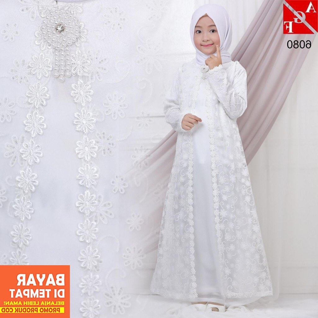 Ide Baju Lebaran Di Shopee T8dj Agnes Baju Muslim Anak Gamis Putih Anak Gamis Putih