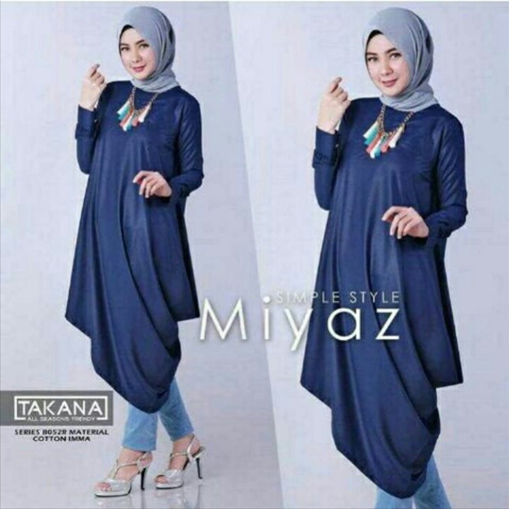 Ide Fashion Muslim Terbaru D0dg Jual Miyaz Tunik Navy Baju Muslim Wanita Kekinian Fashion