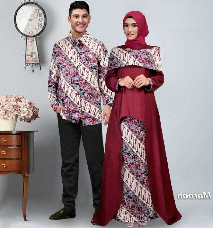 Ide Koleksi Baju Lebaran 2018 Fmdf Baju Lebaran Terbaru 2018 Couple Batik Sabna Marun Model