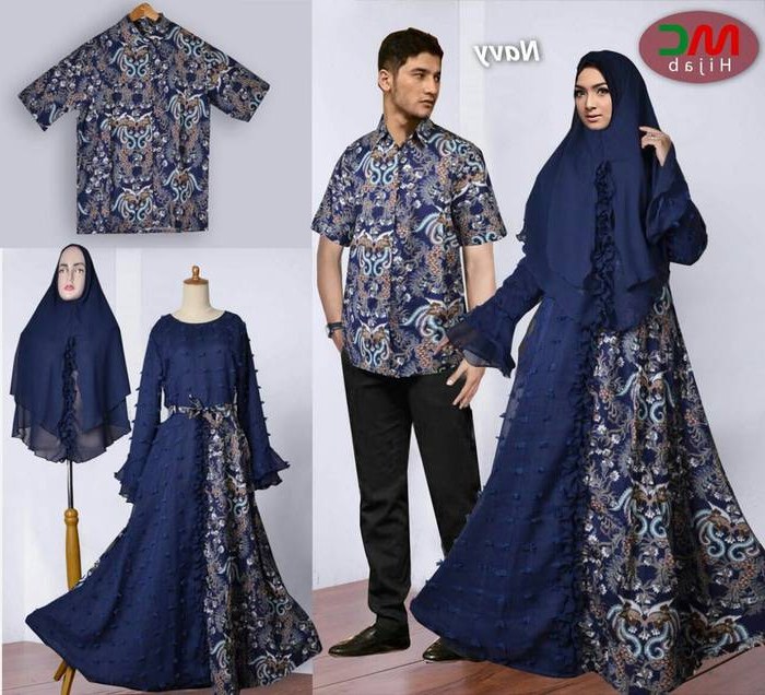 Ide Model Baju Lebaran Batik 2018 Tldn Baju Lebaran 2018 Couple Batik Muslimah Navy Model Baju