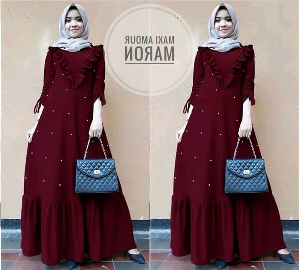 Model Baju Lebaran Modis S1du Jual Baju Muslim Maroon Kekinian Dress Pesta Muslim
