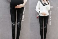 Bentuk Gaun Pengantin Korea Muslim Dddy Ready Stock Hot Korean Pregnant Women Denim Jeans Cowboy Small Feet Trousers
