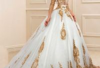 Bentuk Gaun Pengantin Muslim Putih Xtd6 Us $157 52 Off Modis Emas Appliuqes Putih Tulle Bengkak Muslim Gaun Pengantin Gaun Bola Kustom Terbuat Lengan Panjang Muslim Pengantin formal Gaun