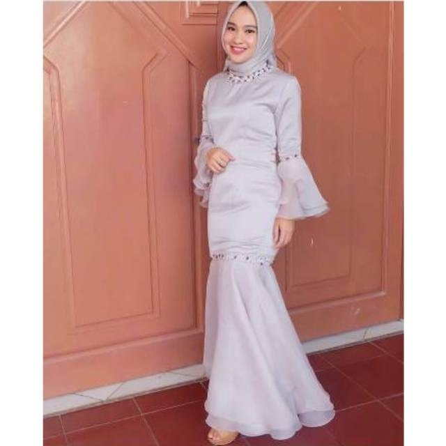 Bentuk Gaun Pesta Pengantin Muslim Wddj Fashion Wanita Baju Dress Pesta Party Royal organza Premium
