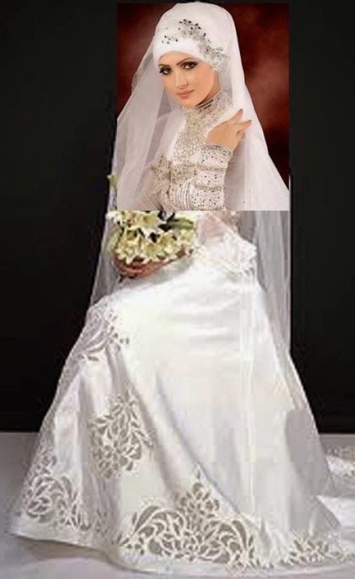 Bentuk Model Gaun Pengantin Muslim Modern S1du Gambar Baju Pengantin Muslim Modern Putih &amp; Elegan