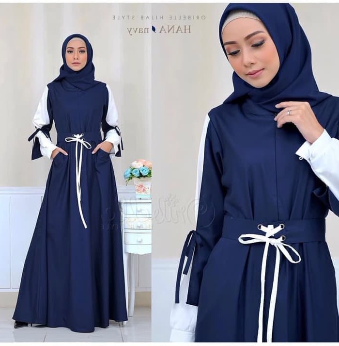 Design Baju Muslim Pengantin Modern Etdg Jual Baju Muslim Wanita Modern Od Maxy Refy Hana Navy Dki Jakarta Razqastore