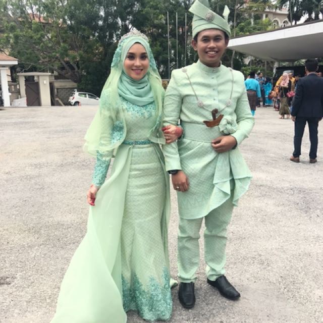 Design Baju Pengantin Muslim Sederhana Gdd0 36 Baju Pengantin songket Mint Green Modis Dan Cantik
