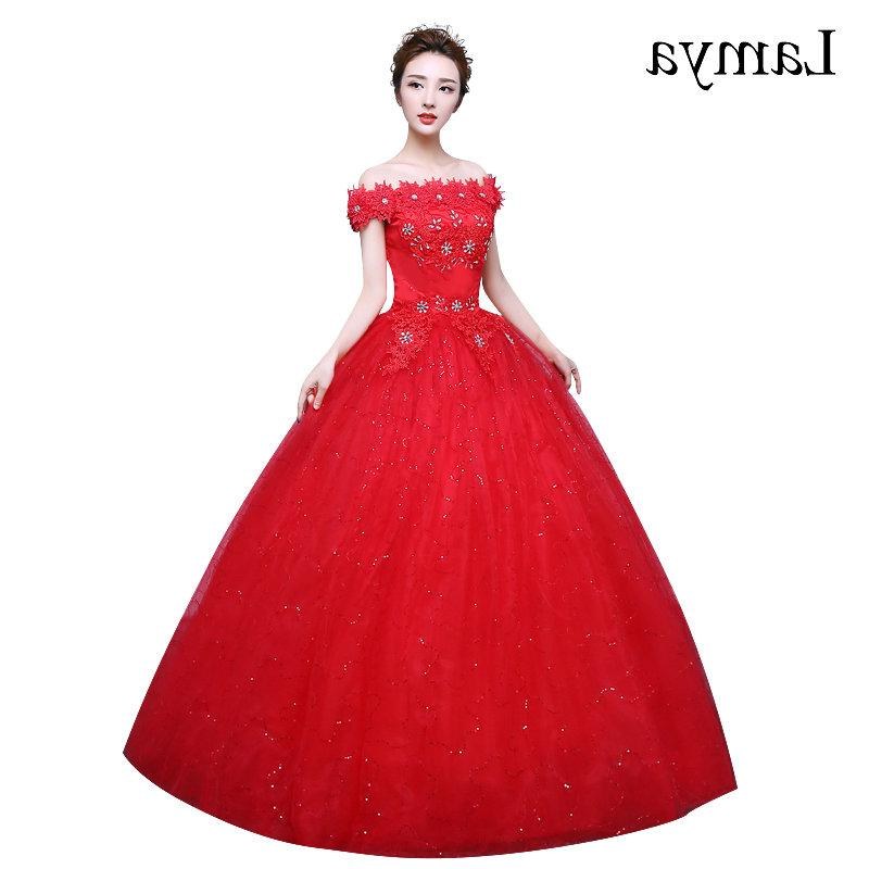 Design Gaun Pengantin 2016 Muslim Wddj wholesale Fashionable Red Lace F the Shoulder Wedding Dress Customized Bridal Gowns Flowers with Crystal Vestido De Noiva