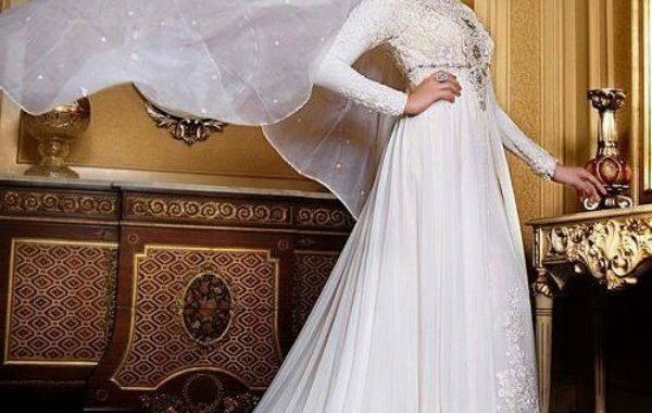 Gaun Pengantin Muslimah Modern Elegant Baju Kebaya Pengantin Muslim Warna Putih