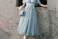 Ide Gaun Pengantin Muslimah 2019 Jxdu Gray Blue 6 Designs Tea Length Bridesmaid Dinner Dress