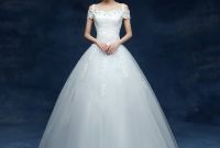 Ide Gaun Pengantin Muslimah Big Size Bqdd wholesale 2019 Cheap Short Lace Sleeve Plus Size Boat Neck Wedding Dress Princess Fashin Dresses Robe De Mariage