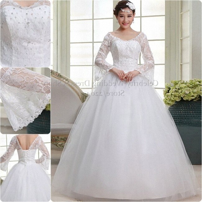 Ide Gaun Pengantin Muslimah Big Size S5d8 Free Shipping Long Sleeve White Lace Up Bridal Gowns Dresses