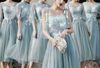 Ide Gaun Pengantin Muslimah Malaysia Zwdg Gray Blue 6 Designs Tea Length Bridesmaid Dinner Dress
