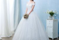 Model Gaun Muslimah Pengantin 87dx wholesale Vestido De Noiva 2019 Princess Cheap Appliques Elegant Wedding Dresses Fashion Lace Up Bridal Gowns Real In Stock Bride Dresses