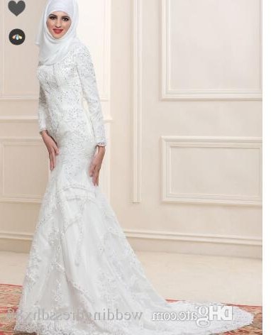 Bentuk Bridesmaid Dress Hijab Tldn Lace Sequins Mermaid Arabic Wedding Dress with Hijab