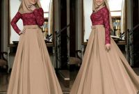 Bentuk Model Baju Gamis Untuk Pesta Pernikahan T8dj Set Gamis Pesta Remaja Modern Mahira Maroon Mocca
