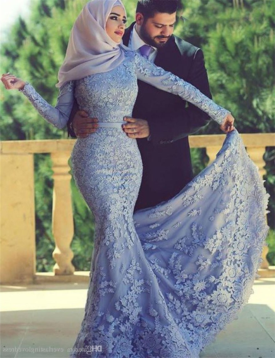Design Model Dress Bridesmaid Hijab Irdz Saidmhamad Saudi Arabia Lace Applique Muslim Mermaid with Hijab Prom Dress Long Sleeves Purple Eveing Gown 80s Prom Dresses Aqua Prom Dresses From