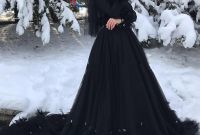 Inspirasi Ootd Hijab Bridesmaid Drdp Discount Gothic Black Long Sleeves islamic Muslim Wedding Dress Hijab High Neck Crystal Feather Court Train Arabic Dubai Wedding Dresses Wedding Gowns