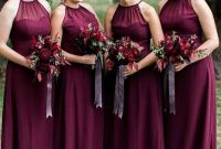 Model Dress Bridesmaid Hijab Whdr Plus Size Burgundy Long Bridesmaid Dresses with Halter Neck