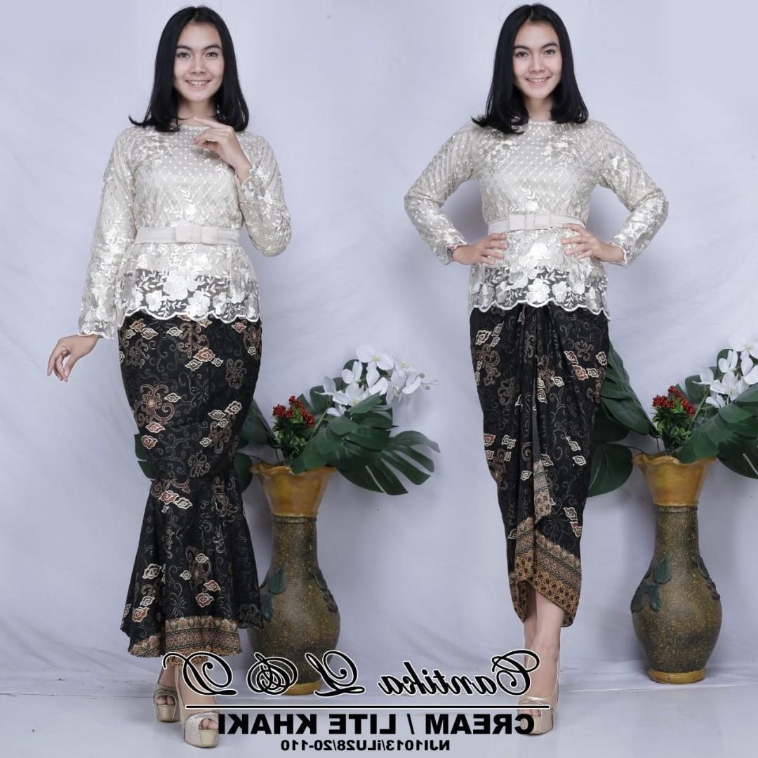 Model Model Baju Bridesmaid Hijab 2019 S5d8 Cantika Sulam Kurung with Printed Batik Skirt Free Belt