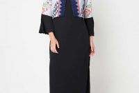 Model Model Gamis Batik Untuk Pesta Pernikahan U3dh Model Gamis Batik Sarimbit Kombinasi Hitam
