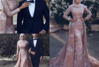 Model Vintage Bridesmaid Dress Hijab O2d5 Vintage Blush Pink Muslim Wedding Dresses with Long Sleeve 2019 Modest Luxury Crystal Beaded High Neck Overskirt Bridal Wedding Gown Bride Dresses