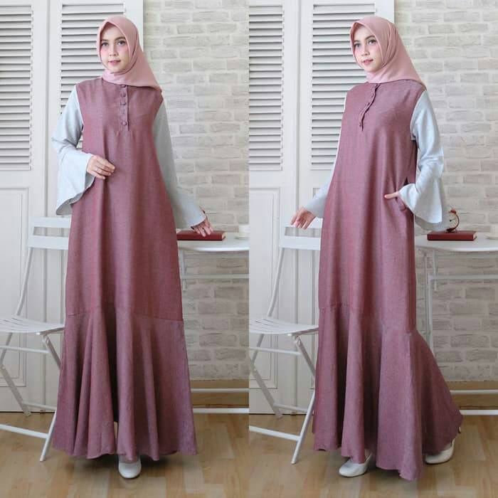 Model Baju Gamis  Batik  Lengan  Terompet  Terbaru Ragam Muslim