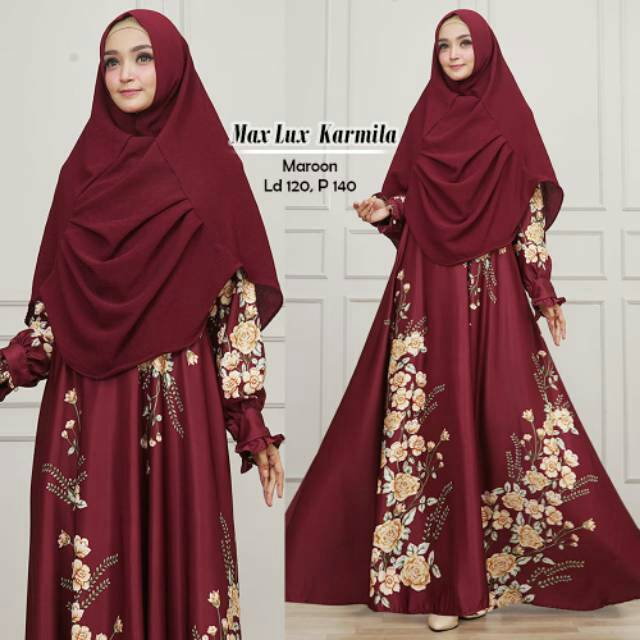 Model  Baju  Gamis Motif Bunga Untuk Orang Gemuk Ragam Muslim