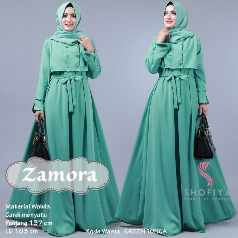 Model Baju Gamis Batik Warna Hijau Tosca Ragam Muslim