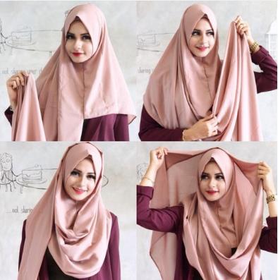 tutorial hijab pashmina pesta