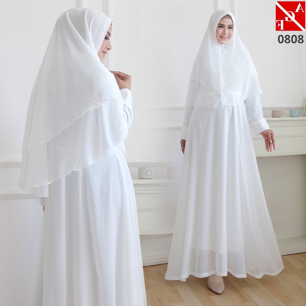 Bentuk Baju Lebaran Shopee U3dh Baju Gamis Putih Baju Lebaran Busana Muslim Gamis
