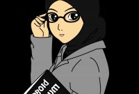 Bentuk Muslimah Bercadar Hitam 0gdr Gambar Wanita Muslimah Kartun Berkacamata