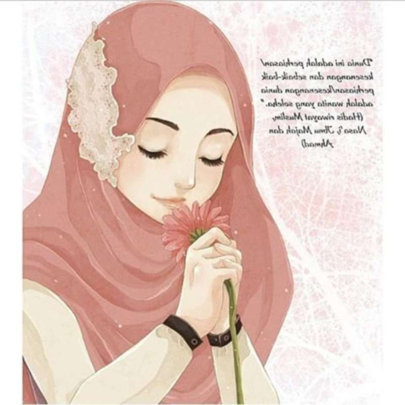 Bentuk Muslimah Kartun Cantik Berhijab Budm 14 Kartun Muslimah Imut Membawa Bunga Anak Cemerlang
