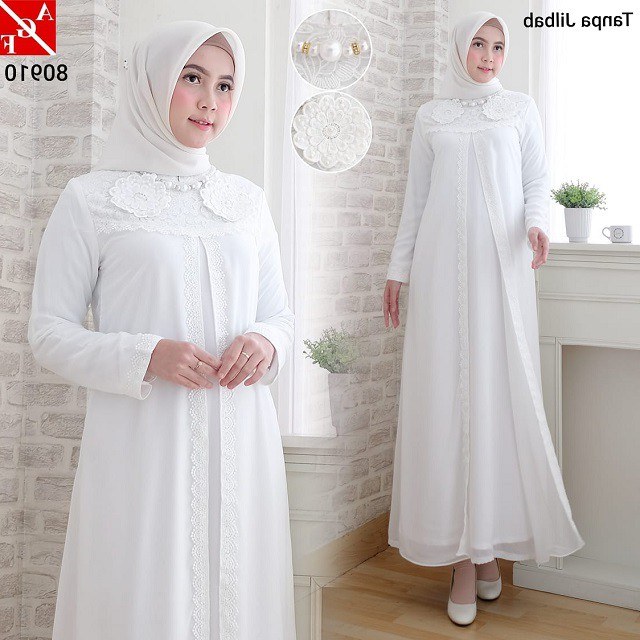 Design Baju Lebaran Dewasa Q0d4 Baju Gamis Wanita Dewasa Syari Putih Lebaran Umroh Haji